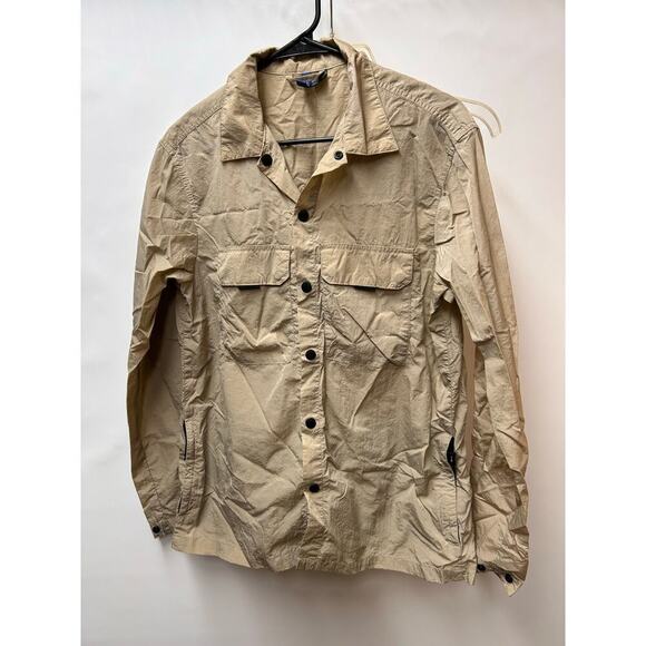 H&M Divided Men Jacket Sz Small Khaki Long Sleeve, Tab Zipper Pkt 100% Polyamide - Picture 1 of 11